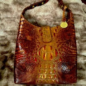 BRAHMIN Melbourne Collection Tabitha Pecan Brown Leather Shoulder Bag AUTHENTIC